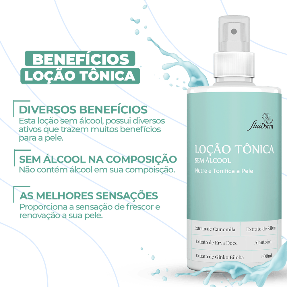 Loção Tônica Profissional Sem Álcool 500ml Fluiderm Fluiderm