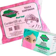 Embalagem Do Combo Touca + Mascara Rosa